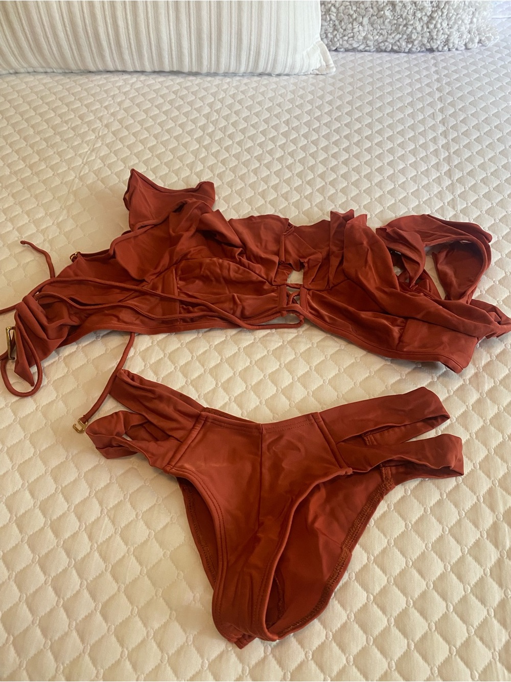Women's Rust Ruffle Bikini Set - Unknown Brand